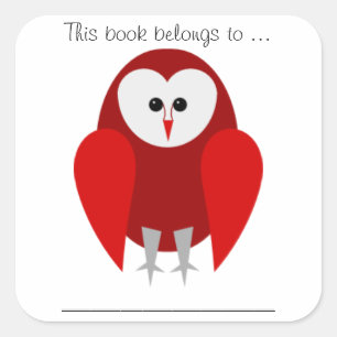 Dit boek behoort tot ... (Rode schuuruil, Groot) Vierkante Sticker