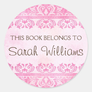 Dit boek behoort tot stickers,  roze kledingstuk ronde sticker