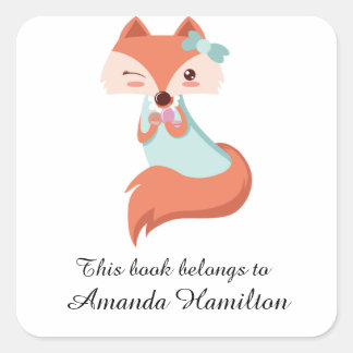 Dit boek is van Schattige Funny Little Fox Vierkante Sticker