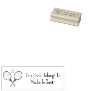 Dit boek is van, tennisbal gepersonaliseerd rubberstempel