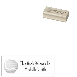 Dit boek is van, tennisbal gepersonaliseerd rubberstempel