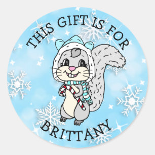 Dit cadeau is voor... Kersteekhoorn Ronde Sticker