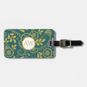 Dit chique gouden en smaragd Victoriaans kantmonog Bagagelabel (Voorkant horizontaal)