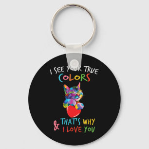 Dit Cute Autism Awareness Cat-ontwerp met een mooi Sleutelhanger