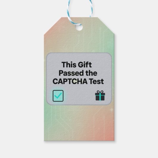 Dit geschenk slaagde voor de CAPTCHA-test | Grappi Cadeaulabel (Voorkant)