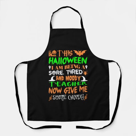Dit Halloween Being Teacher Snoep Schort (Voorkant)