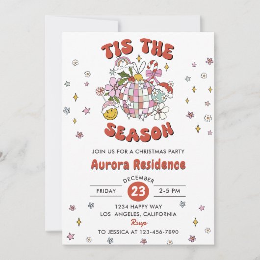 Dit het seizoen Schattigee Groovy Ball Christmas P Kaart (Voorkant)