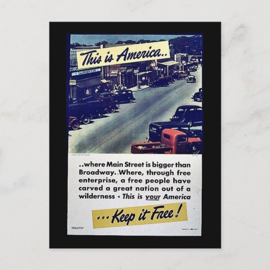 Dit is Amerika houdt het Vrij! Briefkaart (Voorkant)