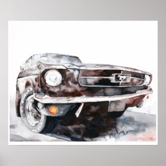 Dit is Black Sunshine:  Mustang Car Art Poster