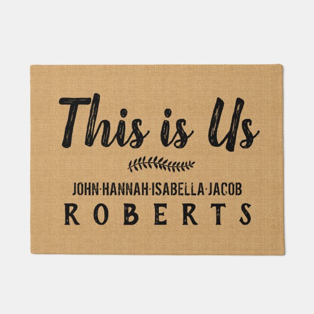 Dit is de Amerikaanse Burlap Farmhouse Feedback Cu Deurmat (Voorkant)