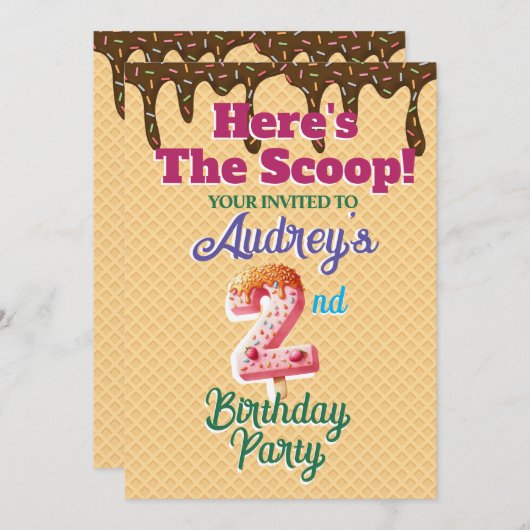 Dit is de Schep Waffel Kegel Uitnodiging (Voorkant / Achterkant)