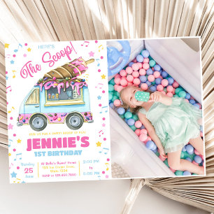 Dit is de Scoop Girls Ice Cream 1st Birthday Kaart