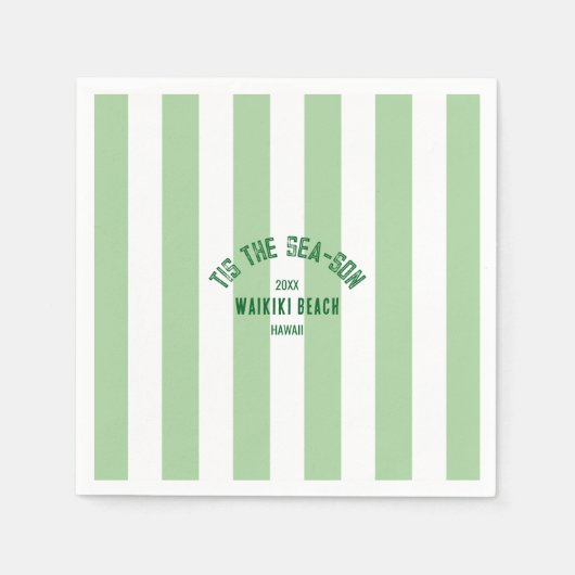 Dit is de SeaSon Custom Beach Christmas Green Stri Servet (Voorkant)