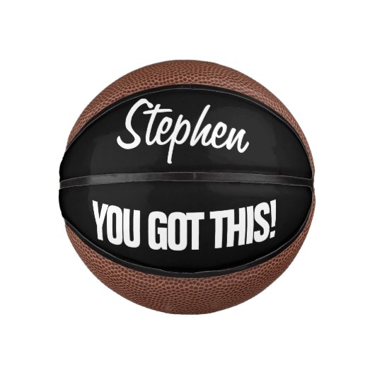 Dit is een gepersonaliseerd mini basketbal cadeau. (Voorkant)