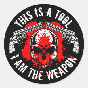 Dit is een gereedschap dat ik het wapen ben, een ronde sticker