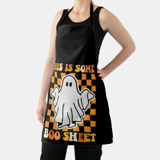 Dit is een laken Halloween Retro Ghost Schort (Insitu)