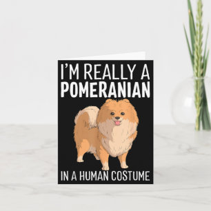 Dit is een menselijk kostuum Een Pomeranian hond H Kaart