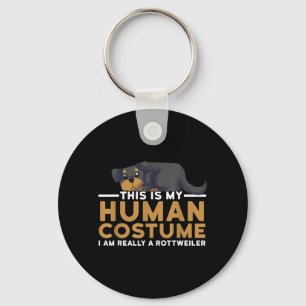 Dit is een menselijk kostuum Een Rottweiler hond H Sleutelhanger