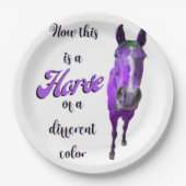 Dit is een paard van een ander kleurenPaars Papieren Bordje (Voorkant)