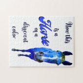 Dit is een paard van een andere kleur in blauw legpuzzel (Horizontaal)