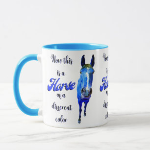 Dit is een paard van een andere kleur in blauw mok
