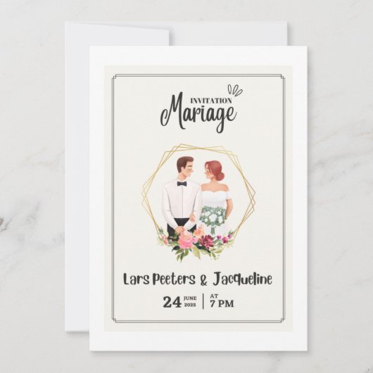 Dit is een trouwuitnodiging  kaart (Voorkant)