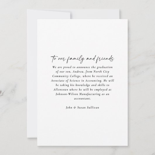 Dit is het Determination Photo Afstuderen Aankondiging (Achterkant)