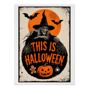 Dit is het Halloween Scary Witch Retro Spooky Part Perfect Poster
