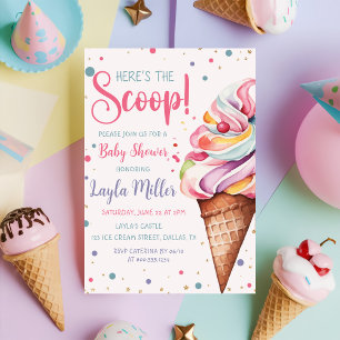 Dit is het Scoop Ice Cream Girl Baby shower Kaart