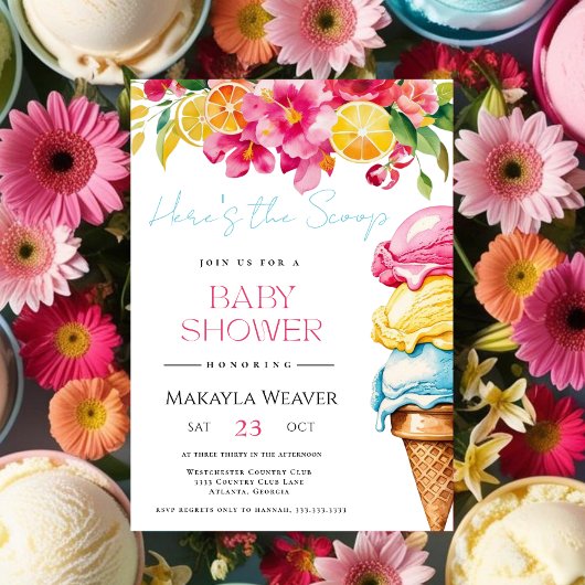 Dit is het Scoop Ice Cream Summer Baby shower Kaart