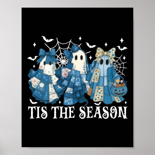 Dit is het seizoen Blue Patchwork Ghost Pumpkin Sp Poster (Voorkant)