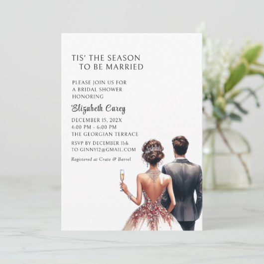 Dit is het seizoen bruids douche uitnodiging (Staand voorkant)
