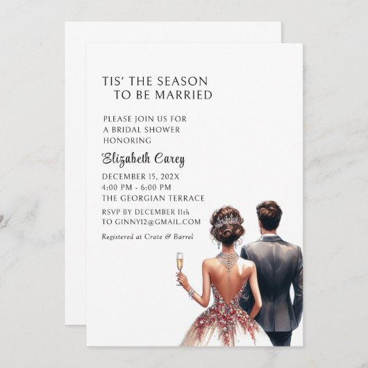 Dit is het seizoen bruids douche uitnodiging (Voorkant / Achterkant)