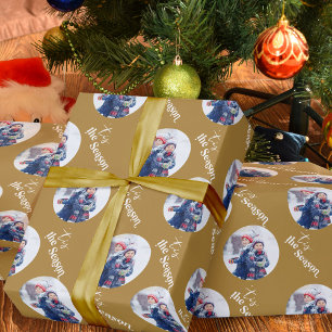 Dit is het seizoen Elegant Typografie Round Photo Cadeaupapier