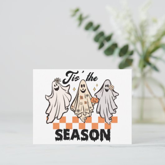Dit is het seizoen Ghost Trio Halloween Feestdagenkaart (Staand voorkant)