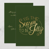"Dit is het seizoen" Gold Script Green op maat Feestdagenkaart (Voorkant / Achterkant)