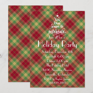 Dit is het seizoen Green Plaid Holiday Party Nodig Kaart