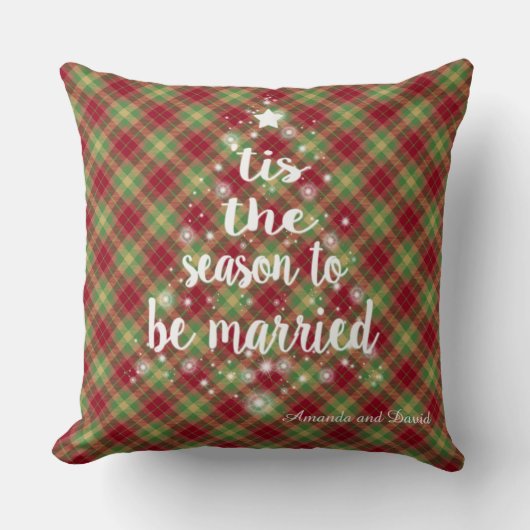 "Dit is het seizoen handschrift Red Plaid Wedding Kussen (Voorkant)