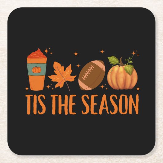 Dit is het seizoen Herfst herfst Halloween Vierkante Kartonnen Onderzetter (Voorkant)