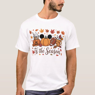 Dit is het seizoen Herfst Pompoen Koffie Football T-shirt