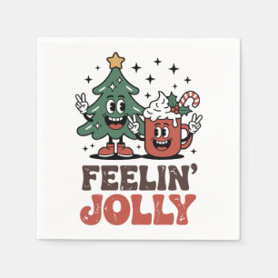 Dit is het seizoen kerstboom kerstmuts koffie servet