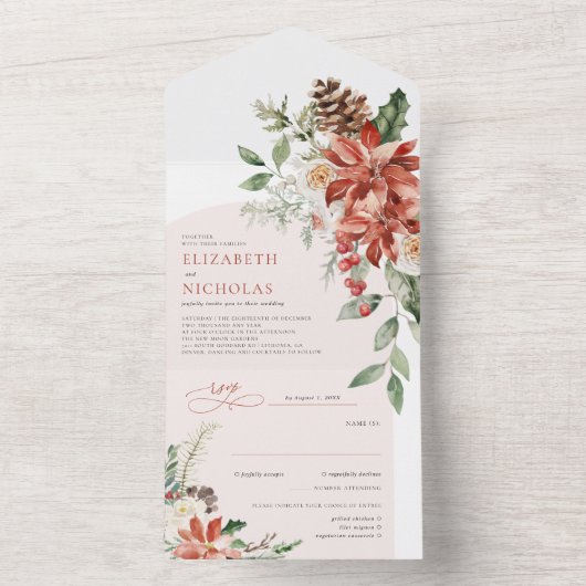 Dit is het seizoen | kerstbruiloft all in one uitnodiging (Binnen)