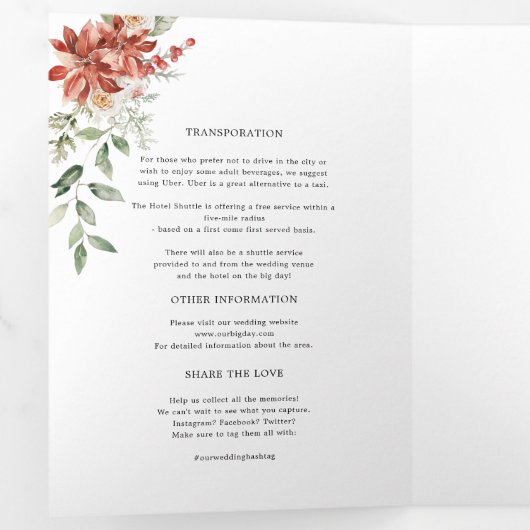 Dit is het seizoen | kerstbruiloft drieluik uitnodiging (Binnenzijde eerst)