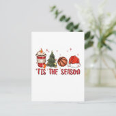 Dit is het seizoen Kerstmis Basketbal Uitnodiging Briefkaart (Staand voorkant)