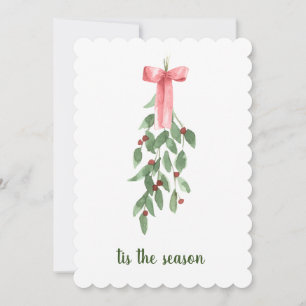 dit is het seizoen Mistletoe waterverf Christmas Feestdagenkaart