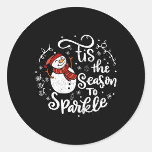 Dit is het seizoen naar Sparkle Snowman Christmas Ronde Sticker