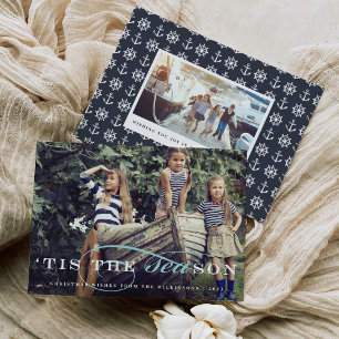 Dit is het seizoen   Nautical Holiday Photo Card Feestdagenkaart