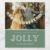 'Dit is het seizoen om Jolly Photo Christmas te zi Wijn Etiket (Enkel label)