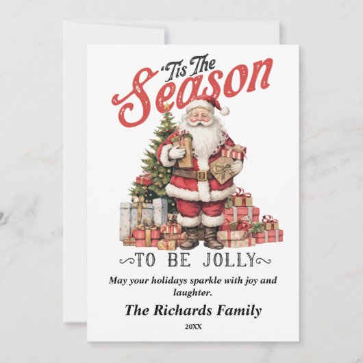 Dit is het seizoen om Jolly Santa Feestdagenkaart (Voorkant)