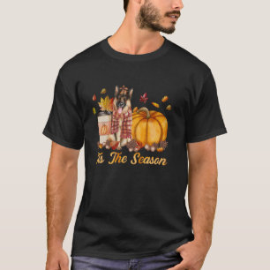 Dit is het seizoen pompoen Duitse herder Herfst Pu T-shirt